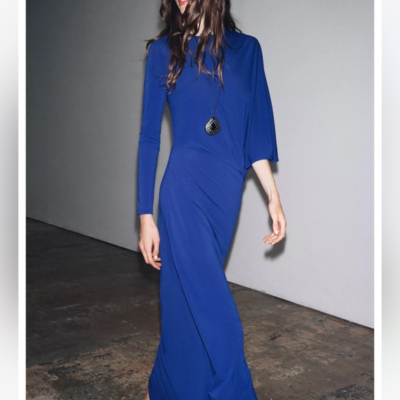 Zara Dresses & Skirts - Zara NWT blue asymmetrical long dress 5039/471